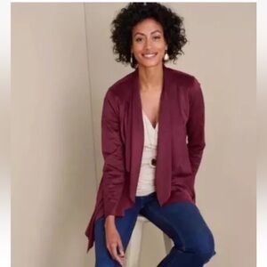 Soft Surroundings‎ Shape Drape Burgundy Suede Jacket Purple Wine Womens PXL